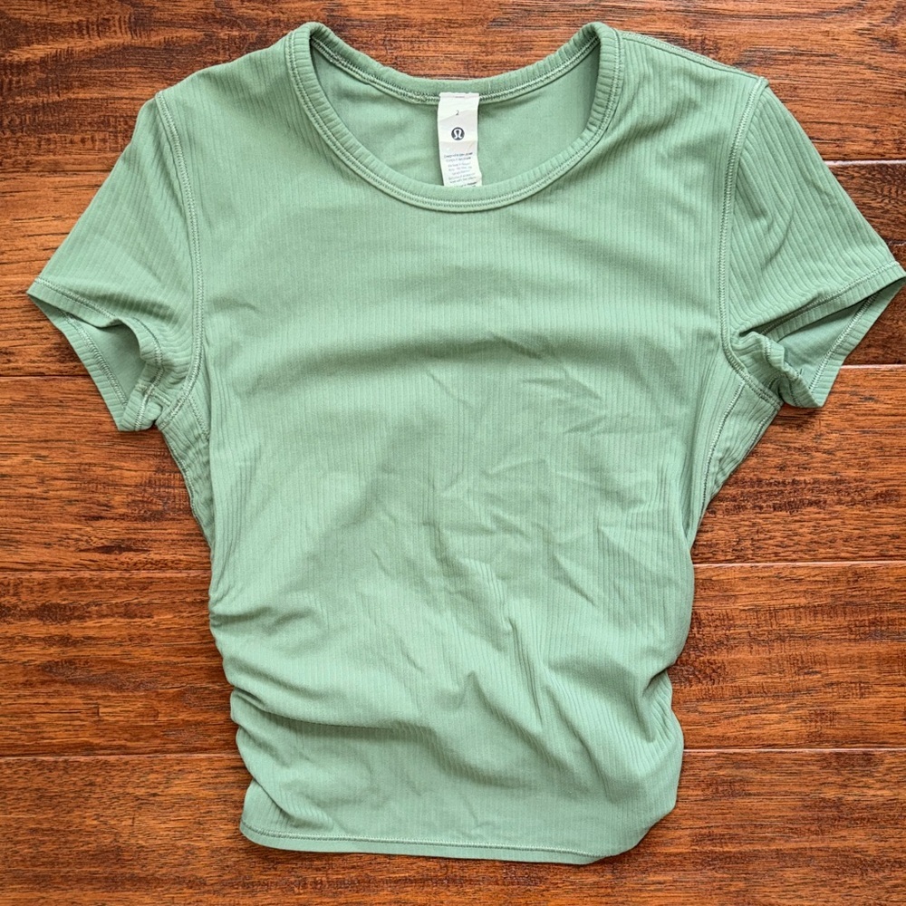Lululemon All It Takes Back-Twist Ribbed Short-Sleeve Shirt, size 2